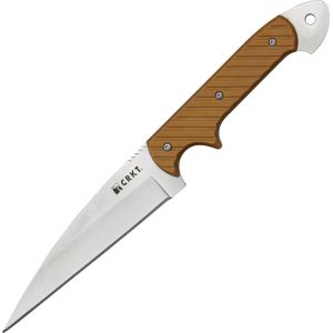 Columbia River Knife & Tool Dragon Fixed Blade Fighting Knife w/ Brown Handle & Satin Blade